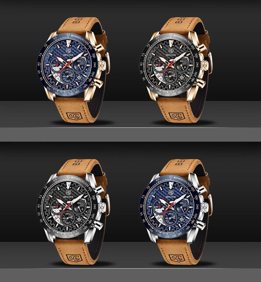 Leather Strap Luxury Waterproof Sport Quartz Hombre