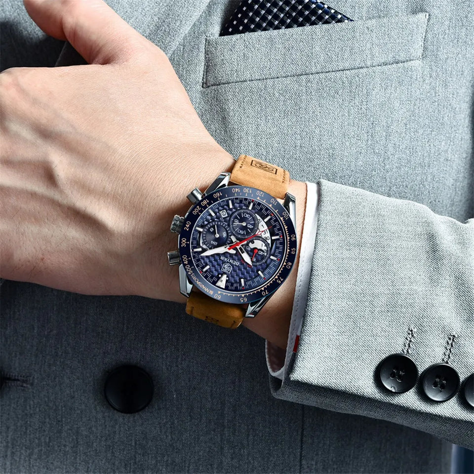 Leather Strap Luxury Waterproof Sport Quartz Hombre