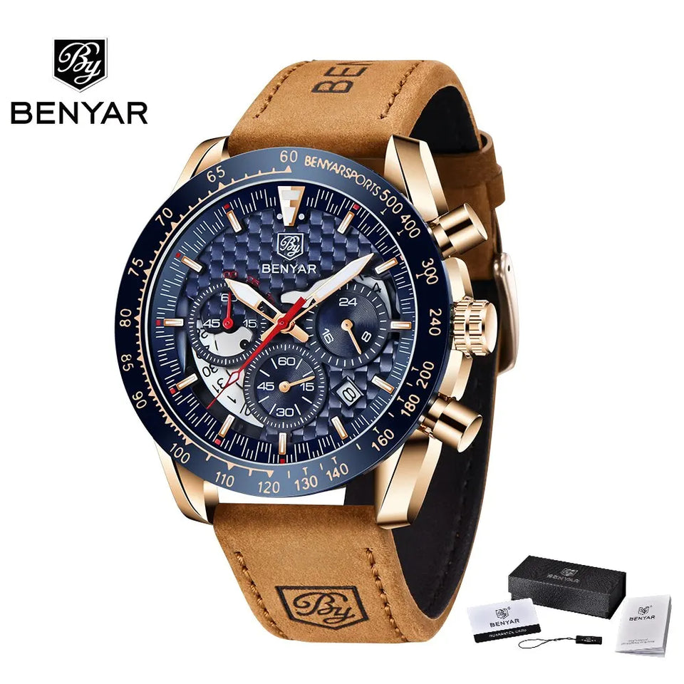 Leather Strap Luxury Waterproof Sport Quartz Hombre