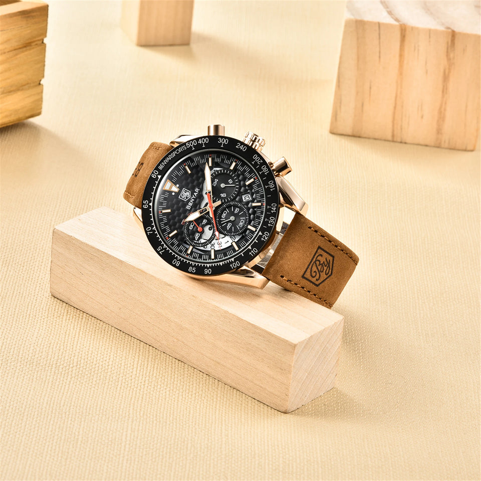 Leather Strap Luxury Waterproof Sport Quartz Hombre